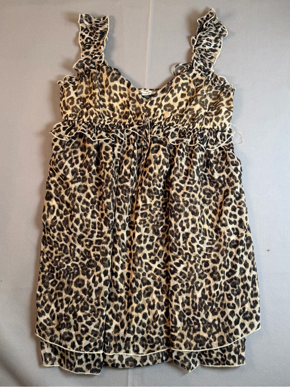 American Eagle Outfitters Women’s szM Leopard Print Ruffle Tie Strap Mini Dress
